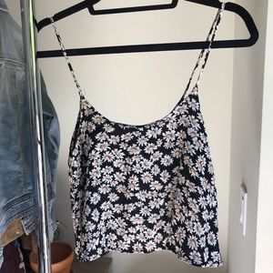 Brandy Melville John Galt black daisy crop tank